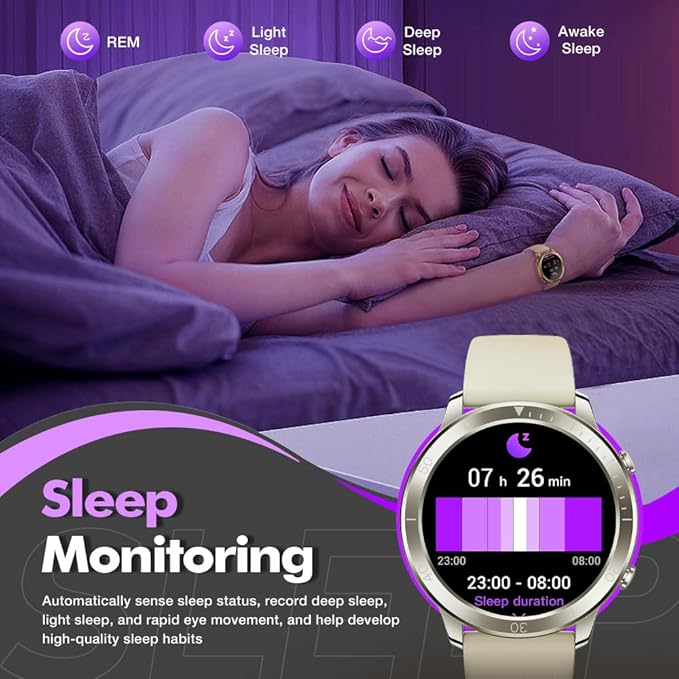 Smart Watch for Men Women (Answer/Make Calls), 1.46" IPS HD Screen, Fitness Tracker, 100+ Sport Modes, Blood Oxygen/Sleep/Heart Rate Monitor, IP67 Waterproof for Android iOS, Champagne Gold