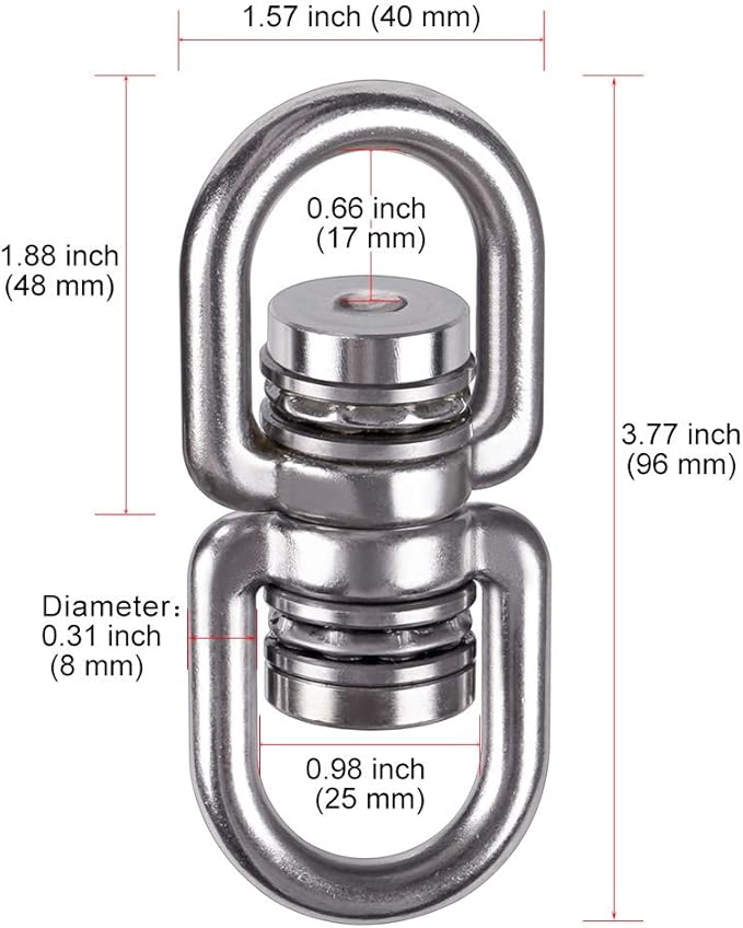 SELEWARE Bearing Swing Swivel, 360° Rotational Device Hanging Accessory for Web Tree Swing, Hammock Chair, Climbing Rope, Aerial Yoga, Kids Swing Swivel,Hold Up to 1200LB