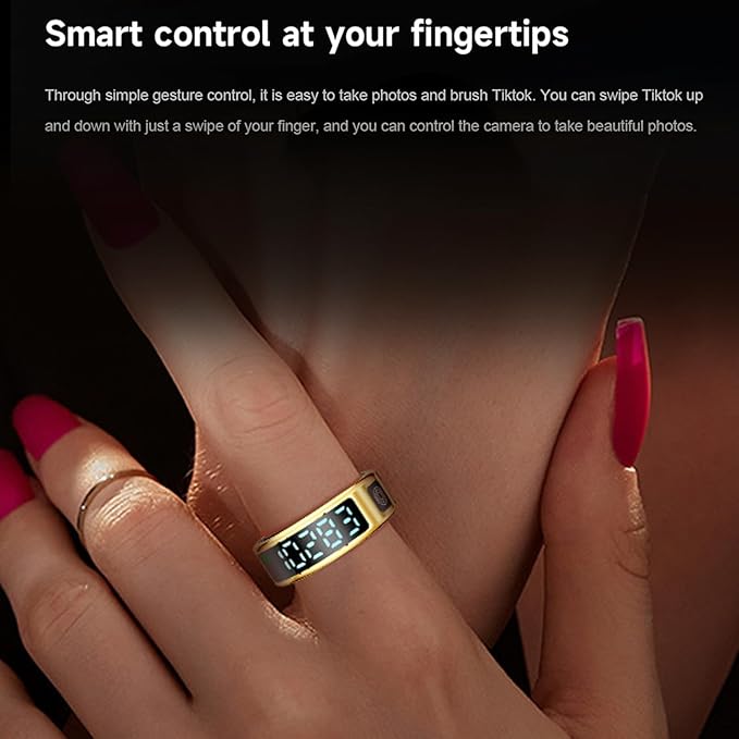 Smart Ring, Fitness Tracker Ring, Cordless Sports Health Tracker with APP, Charging Case, Support BT, IP68 Activity Tracker for Men Women Birthday Gift (#12)