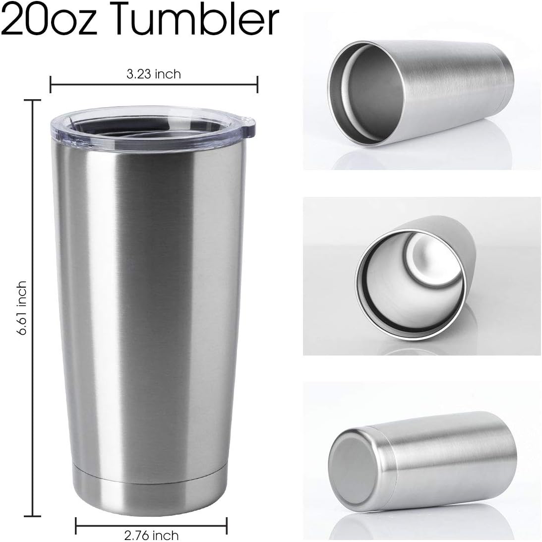 HASLE OUTFITTERS 20oz Tumblers Bulk Stainless Steel Cups with Lid Double Wall Vacuum Insulated Coffee Mugs for Cold & Hot Drinks 8 Pack
