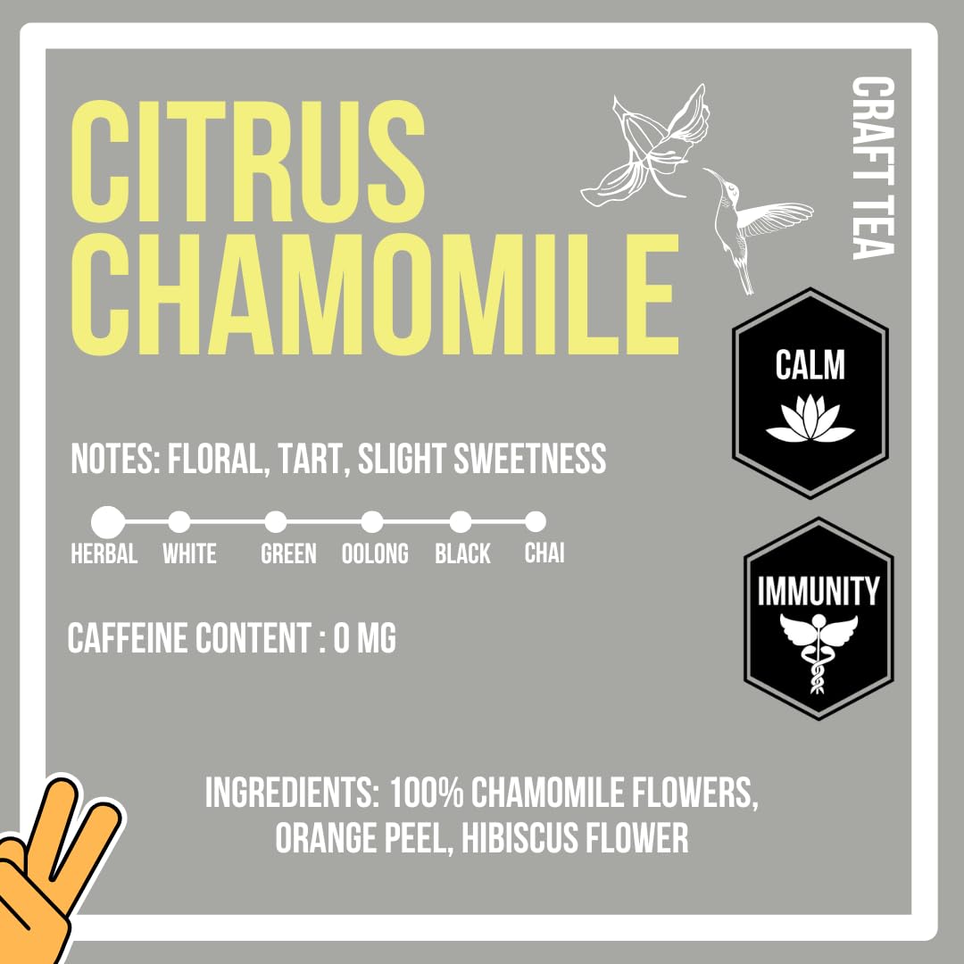 Revival Tea Company Citrus Chamomile Tea - Herbal Tea Blend of Chamomile Flowers and Orange Peel - Caffeine Free - 24 Tea Bags
