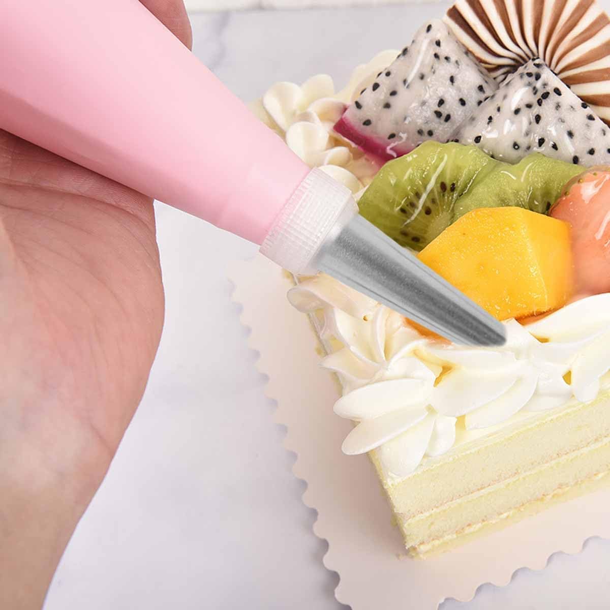 10 PCS Cream Icing Piping Nozzle Tip Stainless Steel Long Cream Puff Piping Tips Straight Pipe Multipurpose Pastry Piping Cake Decorating Tools for Small Pastries Puffs Cupcakes Filling Donuts