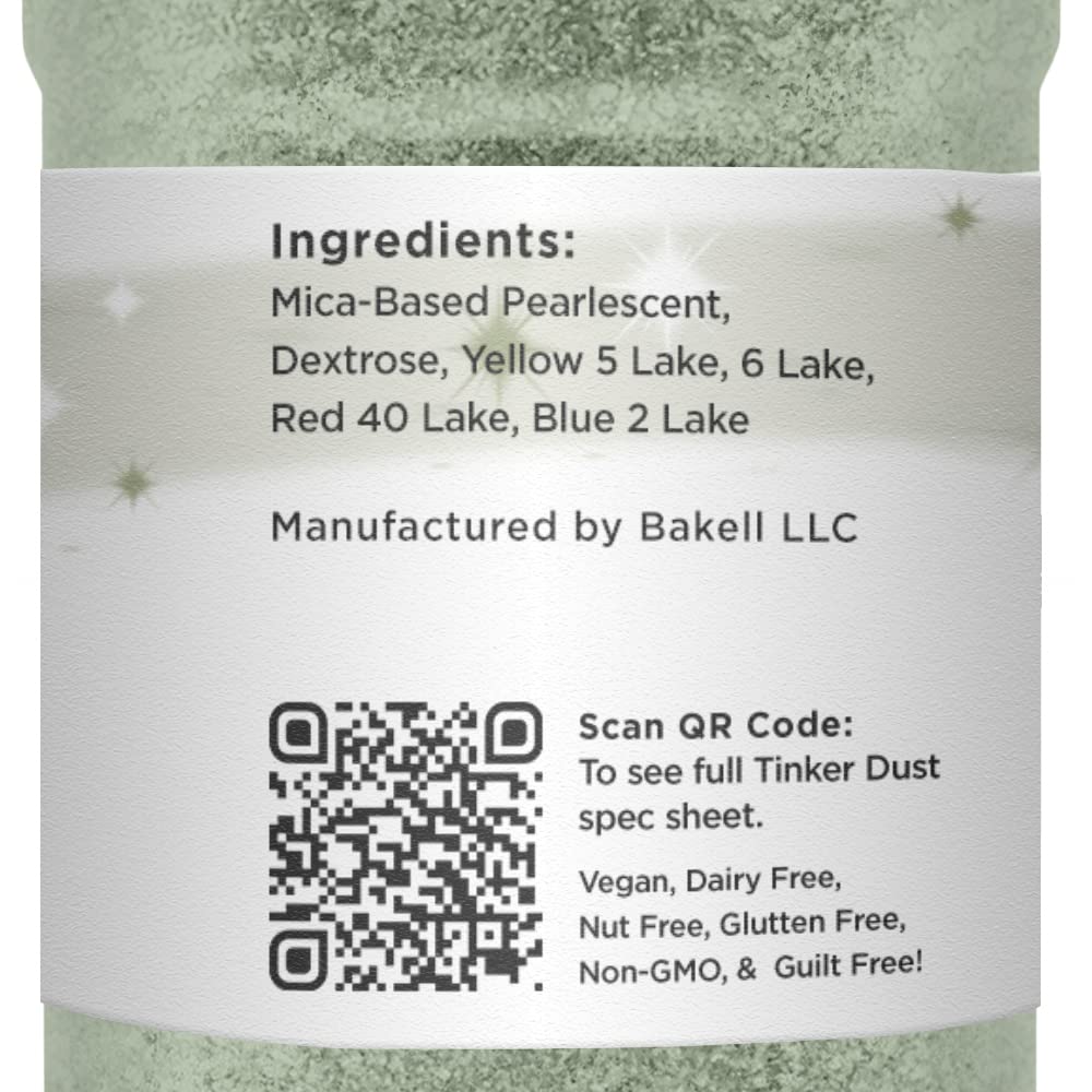 Olive Green BAKELL Edible Glitter, 45 Grams | TINKER DUST Edible Glitter | KOSHER Certified | 100% Edible Glitter | Cakes, Cupcakes, Cake Pops, Drinks, Dessert Vegan Glitter & Dusts (45g Shaker, Olive Green)