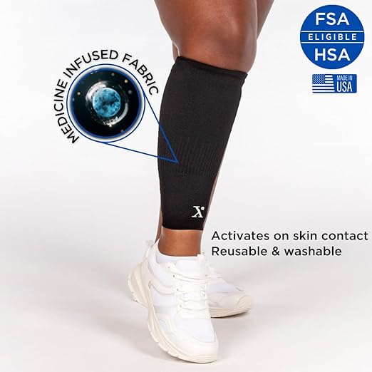 Shin and Calf Compression Sleeve for Pain Relief, Medicine-Infused Shin and Calf Sleeve, Compression Sleeves for Women and Men with Shin Splints, Tendonitis and Calf Cramps