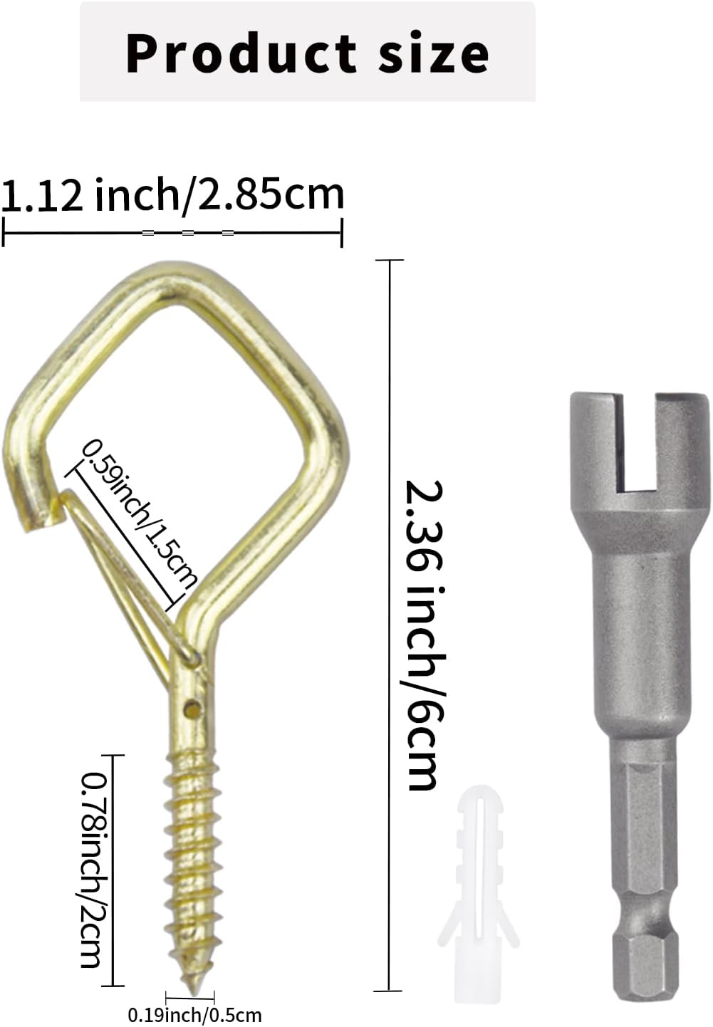 100 PCS Gold Eye Screw Hooks for Hanging Heavy Duty with Safety Buckle.Metal Ceiling Hooks for Hanging Plants Cup Wind Chime Bird Feeders Patio Lights at Indoor&Outdoor