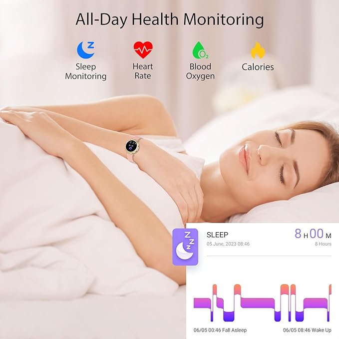 Smart Watches for Women (Answer/Make Calls), Fitness Watch with Heart Rate, Blood Oxygen, Sleep Tracker, Step Tracker, IP68 Waterproof Fitness Tracker, Smart Watch for Women for iPhone & Android