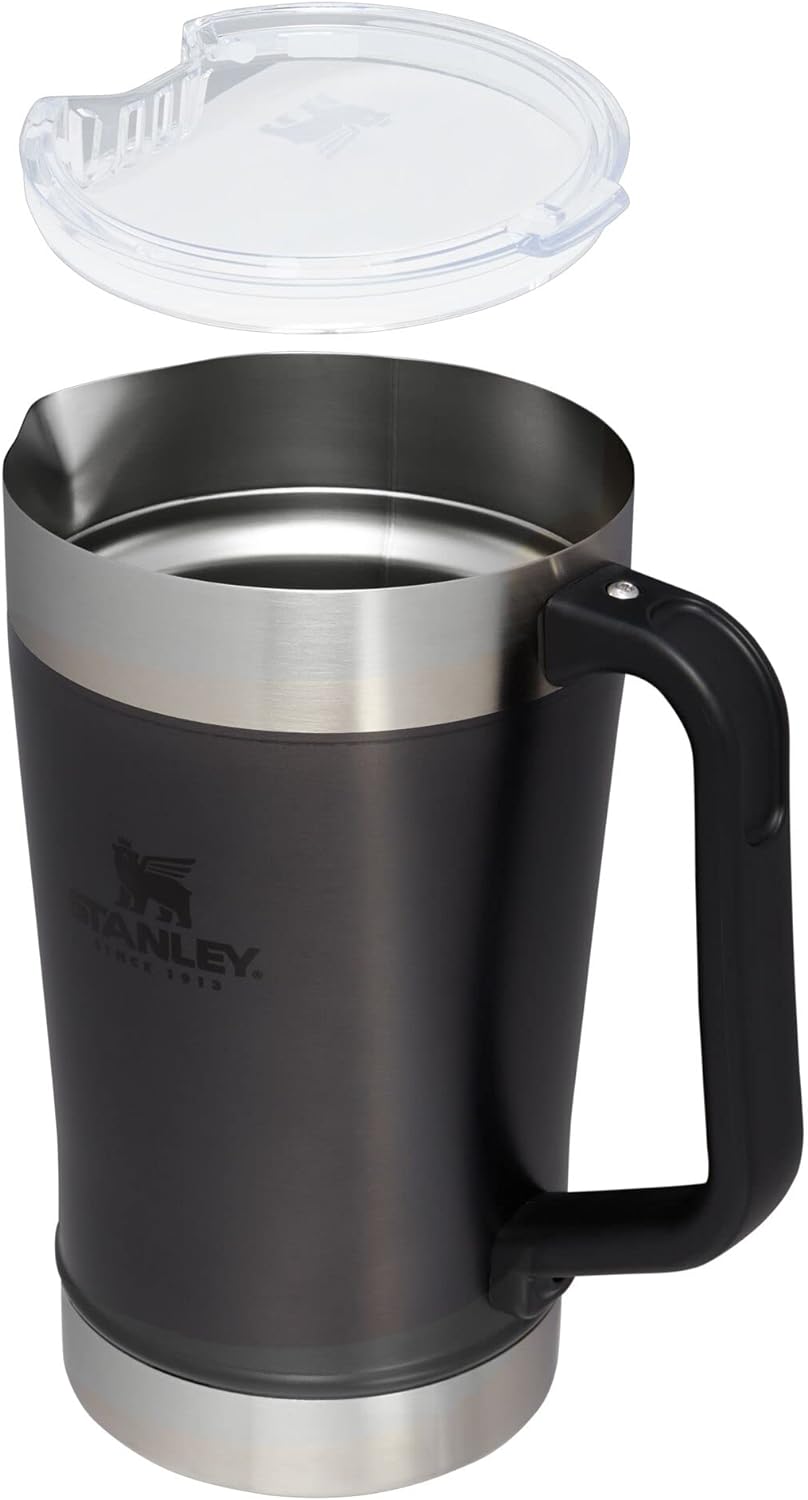 Stanley Stay-Chill Pitcher 64 oz | Cold Water, Beer, and Drink Pitcher with Lid | Large Capacity Durable Beverage Container with Handle | Insulated Stainless Steel | BPA-Free | Charcoal Glow