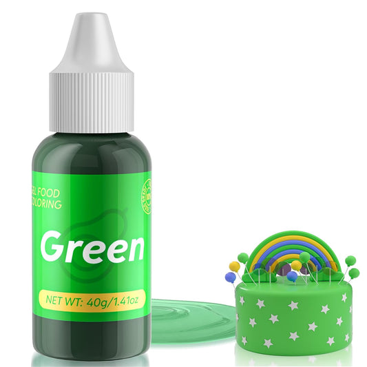 Gel Food Coloring for Cake Decorating - 40g Concentrated Assorted Edible Colors - Vibrant Tasteless Food Dye Professional-Grade Dye for Easter Eggs Fondant Cookies Frosting Royal Icing Baking - Green