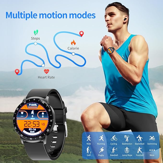 Smart Watch with Earbuds, 2 in 1 Sports Watch with Wireless Earphones, 1.39" IPS Large Touch-Screen IP67 Waterproof Rugged Fitness Tracker (Answer/Calls) Smartwatch (Black)