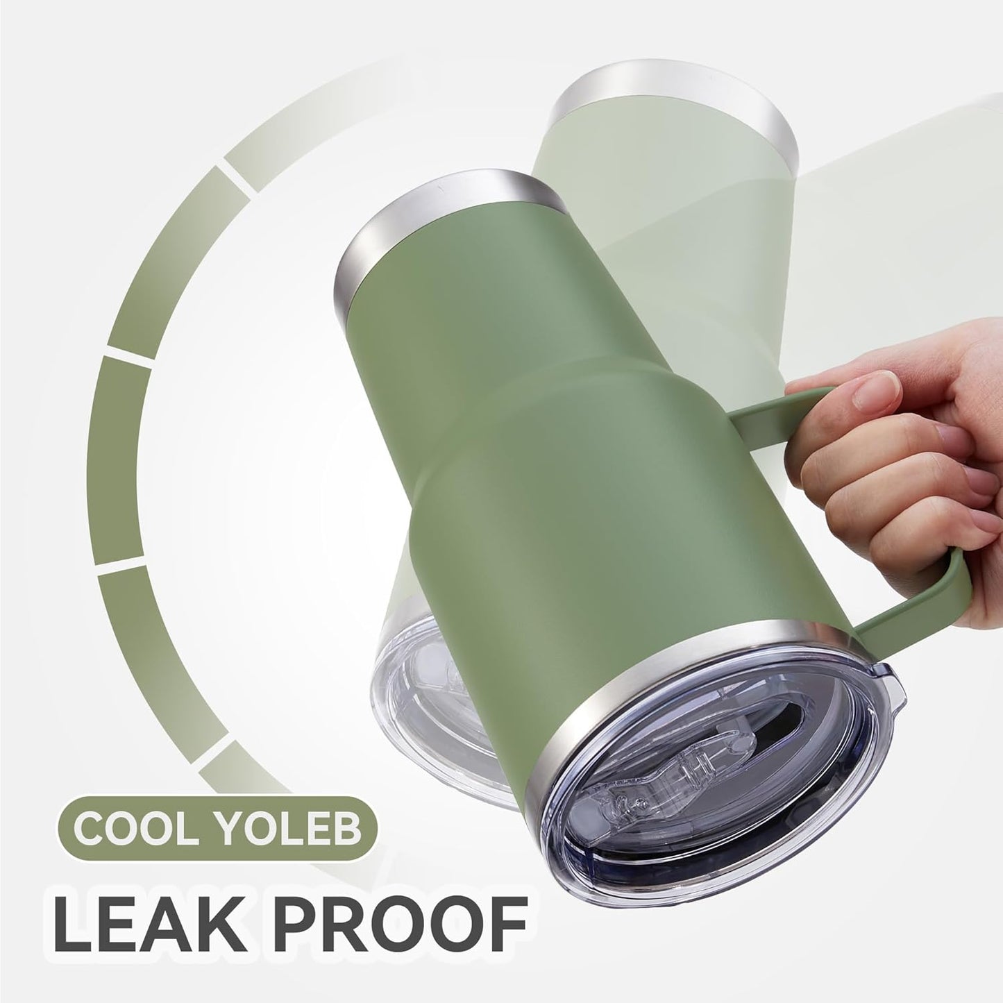 30 oz Tumbler with Handle and Lid, Stainless Steel Tumblers Bulk Double Wall Vacuum Insulated Travel Mug Leak Proof Cup Keep Drinks Cold and Hot Army Green, 4 Pack