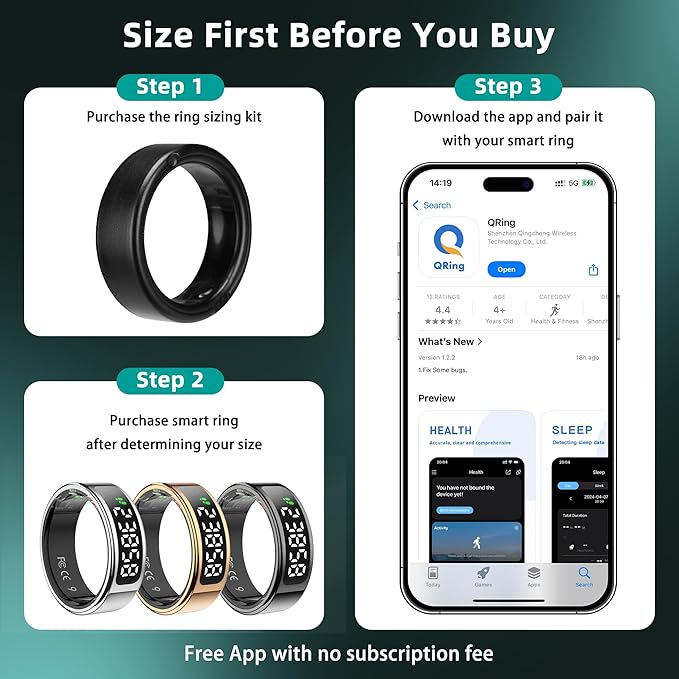 Smart Ring Sizing Kit, Ring Sizer First Before You Buy, Choose from 8 Sizes, Sizes 6 to 13, Ring Sizer Measuring Tool for Women Men, Ring Sizing Kit for Gift