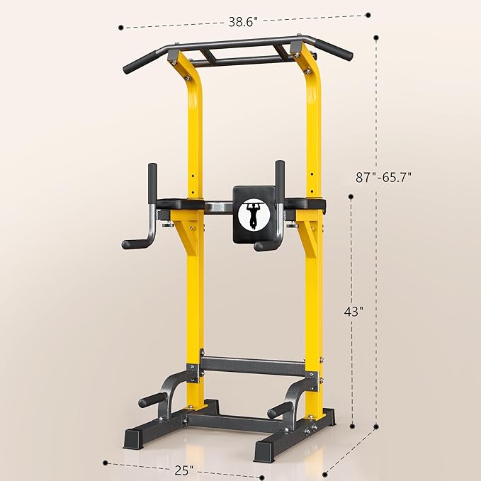 SogesHome Power Tower Pull Up Bar and Dip Stand 10 Adjustable 500LBS