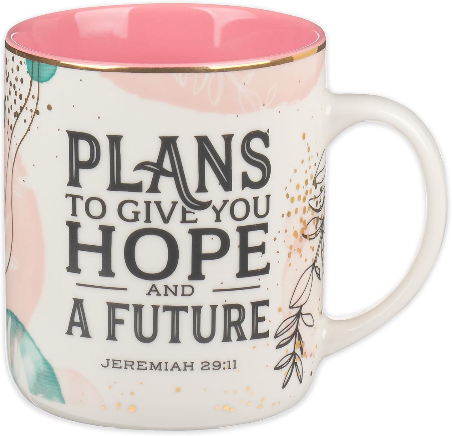 Christian Art Gifts Floral Ceramic Coffee Mug – 14 oz. Lead and Cadmium-free, Non-Toxic Inspirational Scripture Coffee and Tea Mug for Women with Bible Verse: Plans to Give You A Hope –Jeremiah 29:11