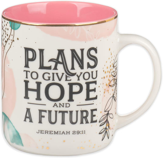 Christian Art Gifts Floral Ceramic Coffee Mug – 14 oz. Lead and Cadmium-free, Non-Toxic Inspirational Scripture Coffee and Tea Mug for Women with Bible Verse: Plans to Give You A Hope –Jeremiah 29:11