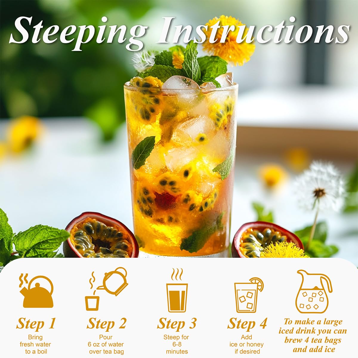 WT WEETEE Raw Dandelion Root Tea Bags, 100 Count Premium Dandelion Tea, Natural, Unprocessed, Earthy Flavor, Caffeine Free Herbal Tea