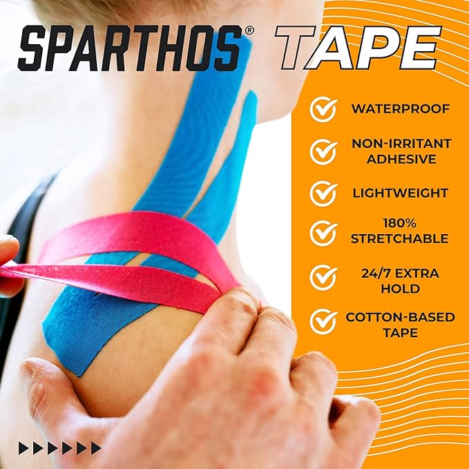 Sparthos Kinesiology Tape - Incredible Support for Athletic Sports and Recovery - Free Kinesiology Taping Guide! - Uncut 2 inch x 16.4 feet Roll