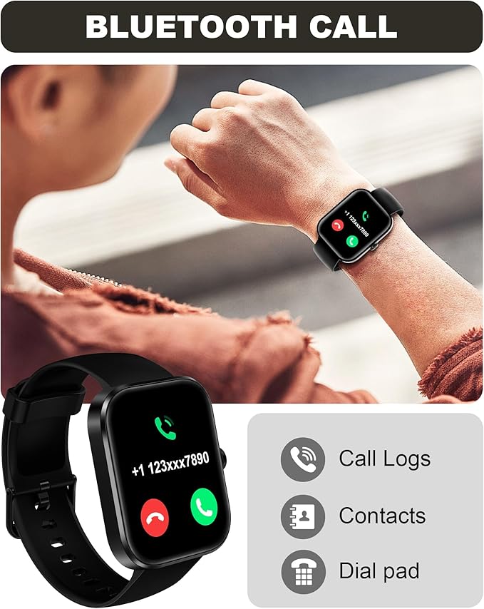 Smart Watch for Men Women(Answer/Make Call)-1.91" HD Fitness Smartwatch with Sleep/Heart Rate/spO2 Monitor, 113+ Sport Modes, IP68 Waterproof Smart Watch for Android iOS,Black