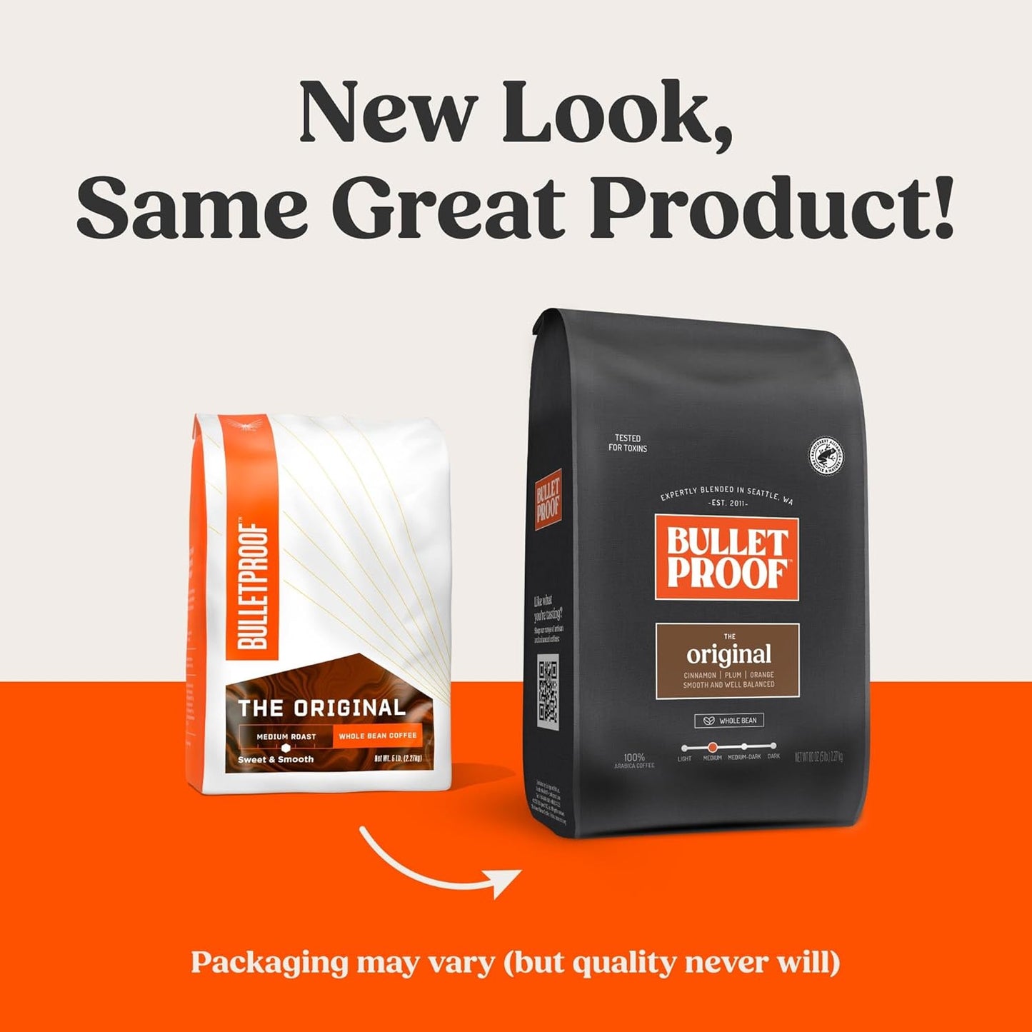 Bulletproof Original Medium Roast Whole Bean Coffee, 5 Pounds (bulk), 100% Arabica Beans, Clean Coffee Tested for Toxins, Packaging May Vary