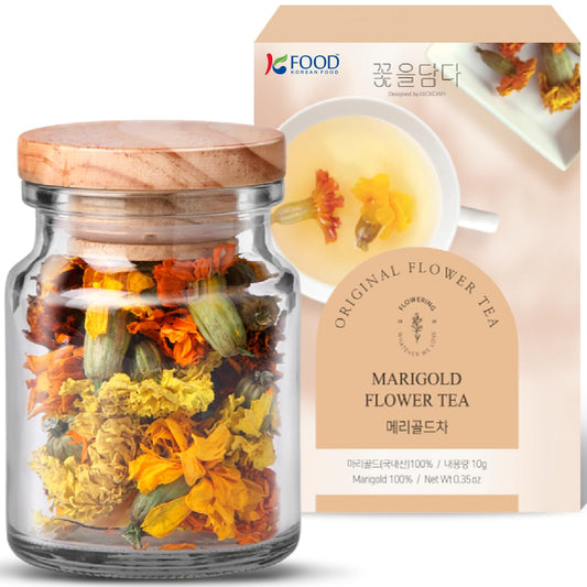Korean Food, KKOKDAM Original Marigold Flower Tea, Decaf Floral Blend, Fully Natural Flowers, No Caffeine, Sugar Free, Zero Calories, Made in Korea,10g