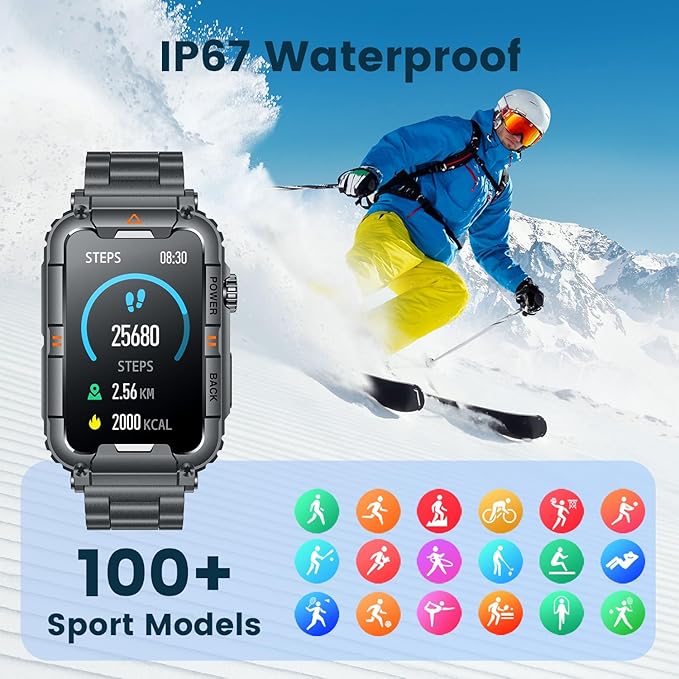 Smartwatch for Men Fitness Tracker Watch: Smart Watch with Answer/Make Call Heart Rate Blood Pressure Sleep Monitor Step Counter 100+ Sports Modes Waterproof 1.57" Activity Trackers for Android iOS