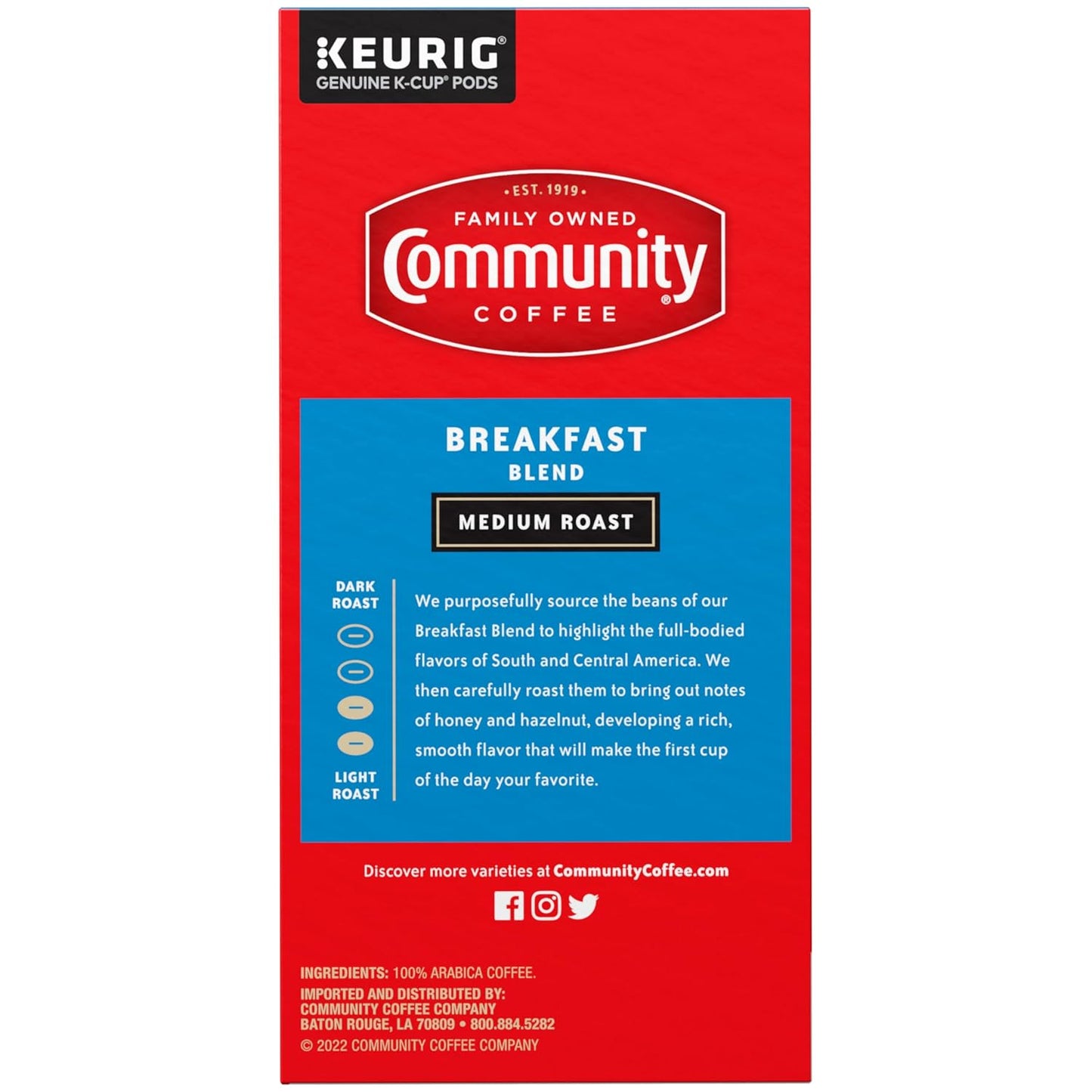 Community Coffee Breakfast Blend Medium Roast Single Serve Keurig K-Cup Pods 32 ct Box