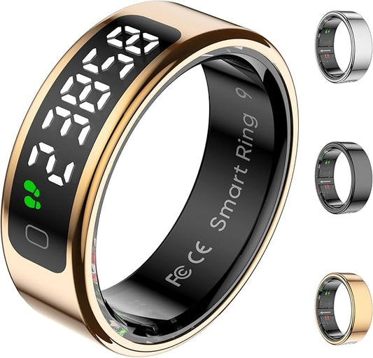 Smart Ring for Women with Display Screen, Sleep Ring for Men with Heart Rate, Fitness Tracker/Step tracker for Activity Monitoring/Steps/Calories,Wireless Charging, for iOS Android (RoseGold,12#)