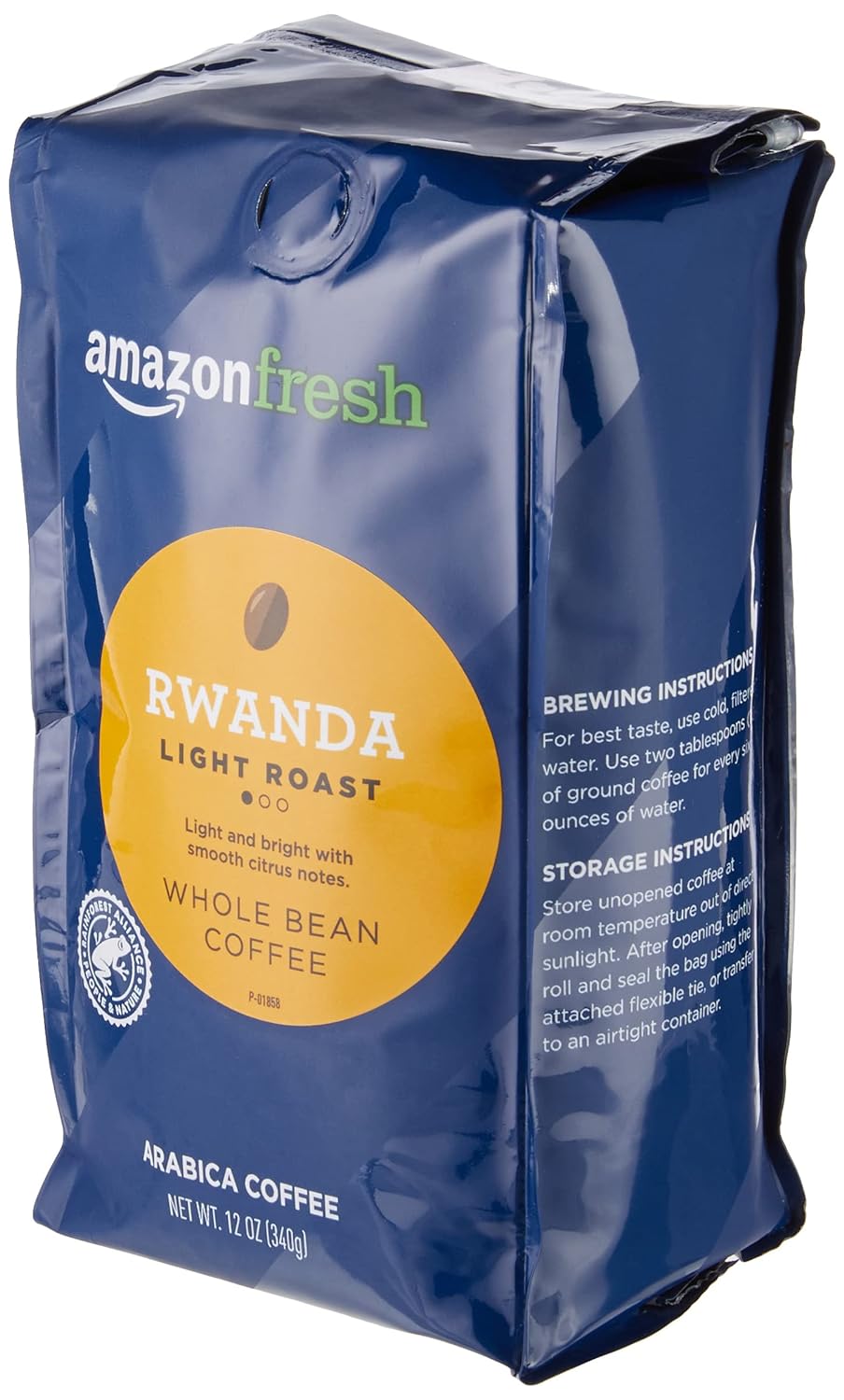 Amazon Fresh, Rwanda Whole Bean Coffee, Light Roast, 12 Ounce