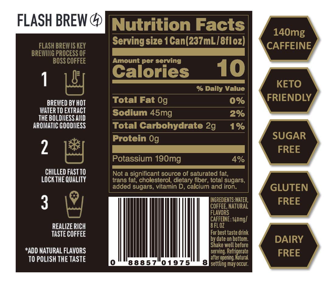 BOSS Coffee by Suntory - Japanese Flash Brew Original Black Coffee, 8oz 12 Pack, Imported from Japan, Espresso Doubleshot, Ready to Drink, Keto Friendly, Vegan, No Sugar, No Dairy