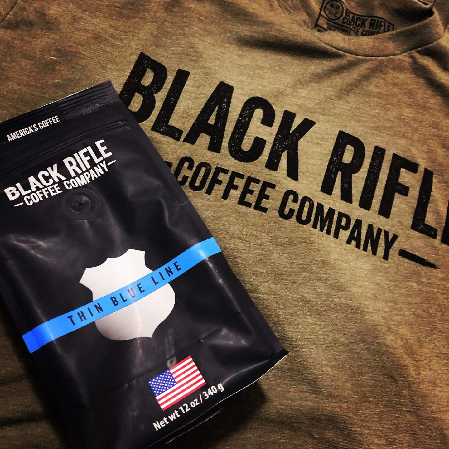 Black Rifle Coffee Company Ground Coffee Medium Roast - Roasted Blend Made from Pure Arabica Beans - Colombian & Brazilian Beans - Veteran Founded & American Made (Thin Blue Line, 12oz Bag)