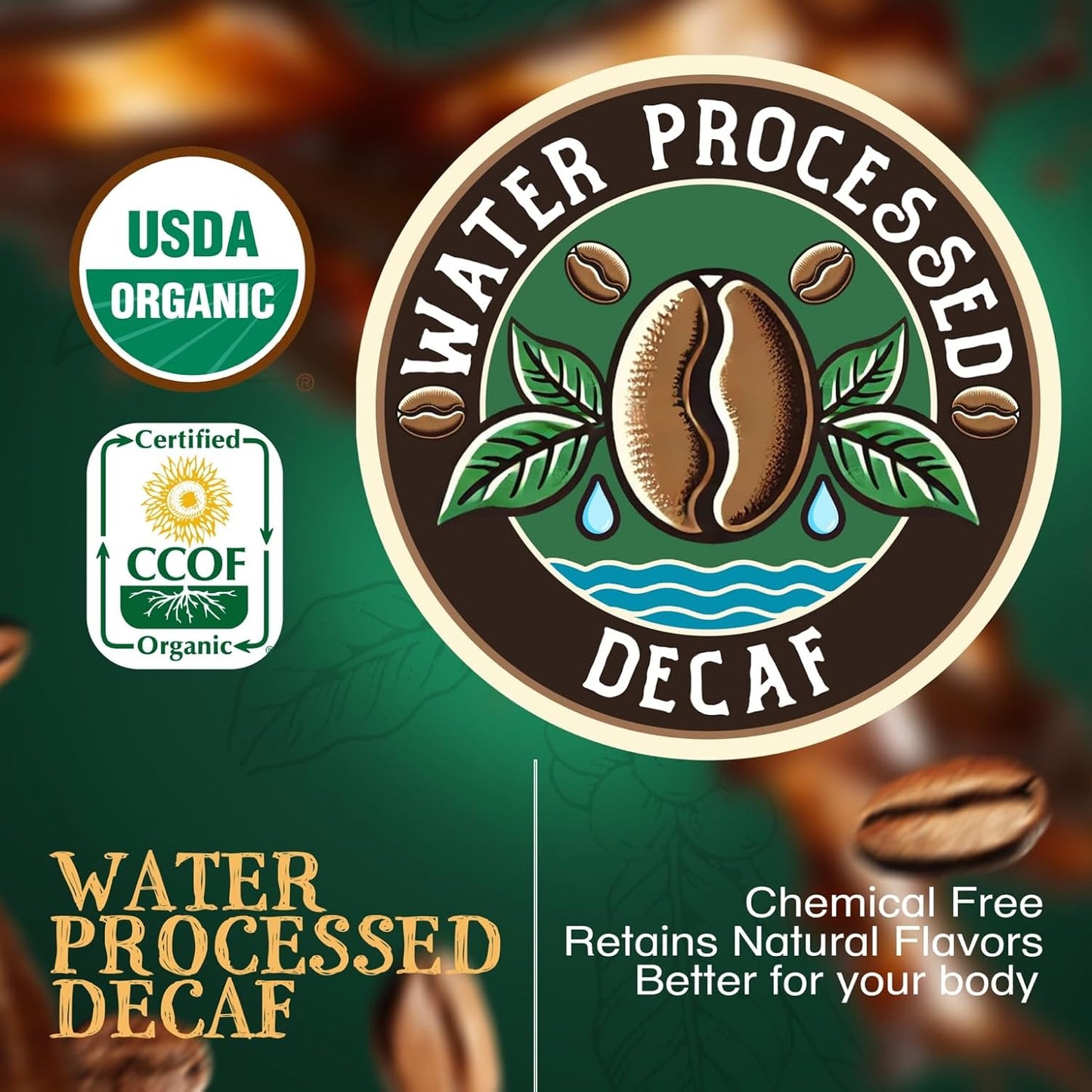 The Bean Coffee Company Organic Coffee Water Processed DECAF Aloha Bean Hawaiian Hazelnut Medium Roast Whole Bean Coffee 16-Ounce (Pack of 2)