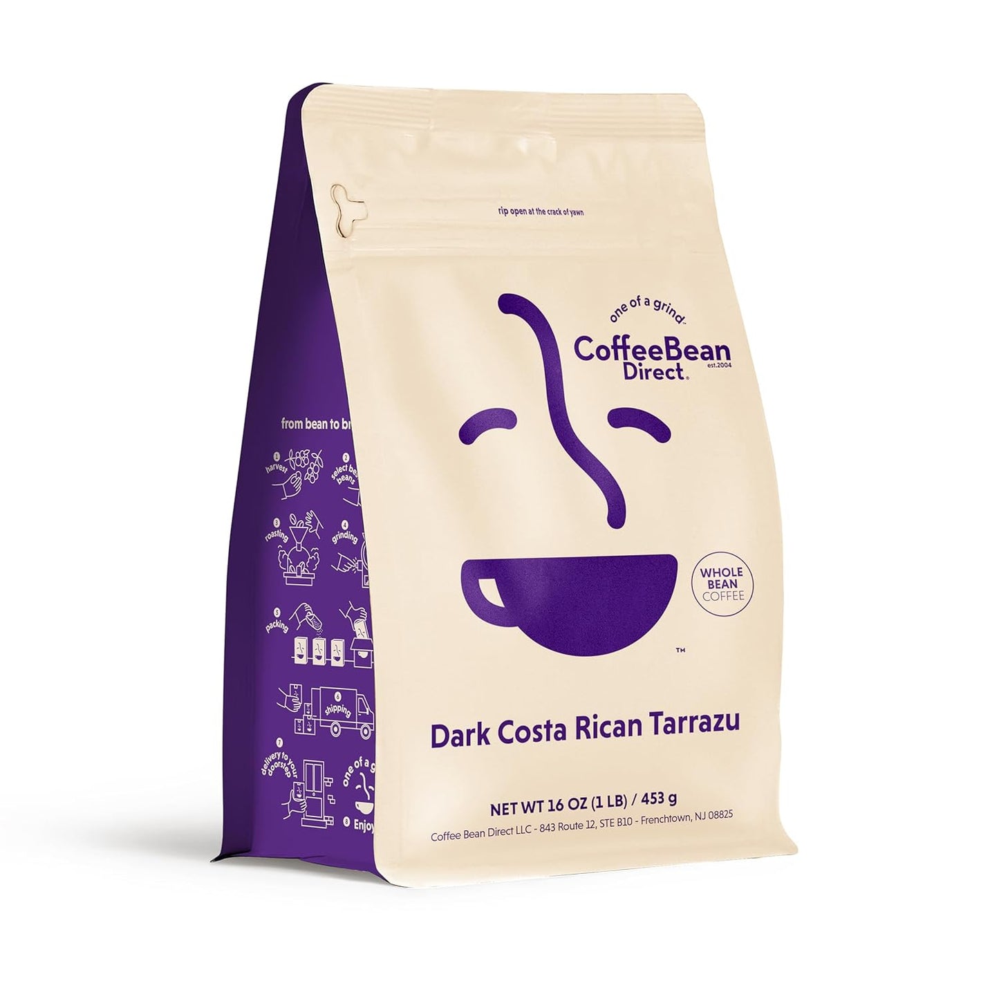 Coffee Bean Direct Dark Costa Rican Tarrazu, Whole Bean Coffee, Dark Roast, 1 Pound Bag (Pack of 1)