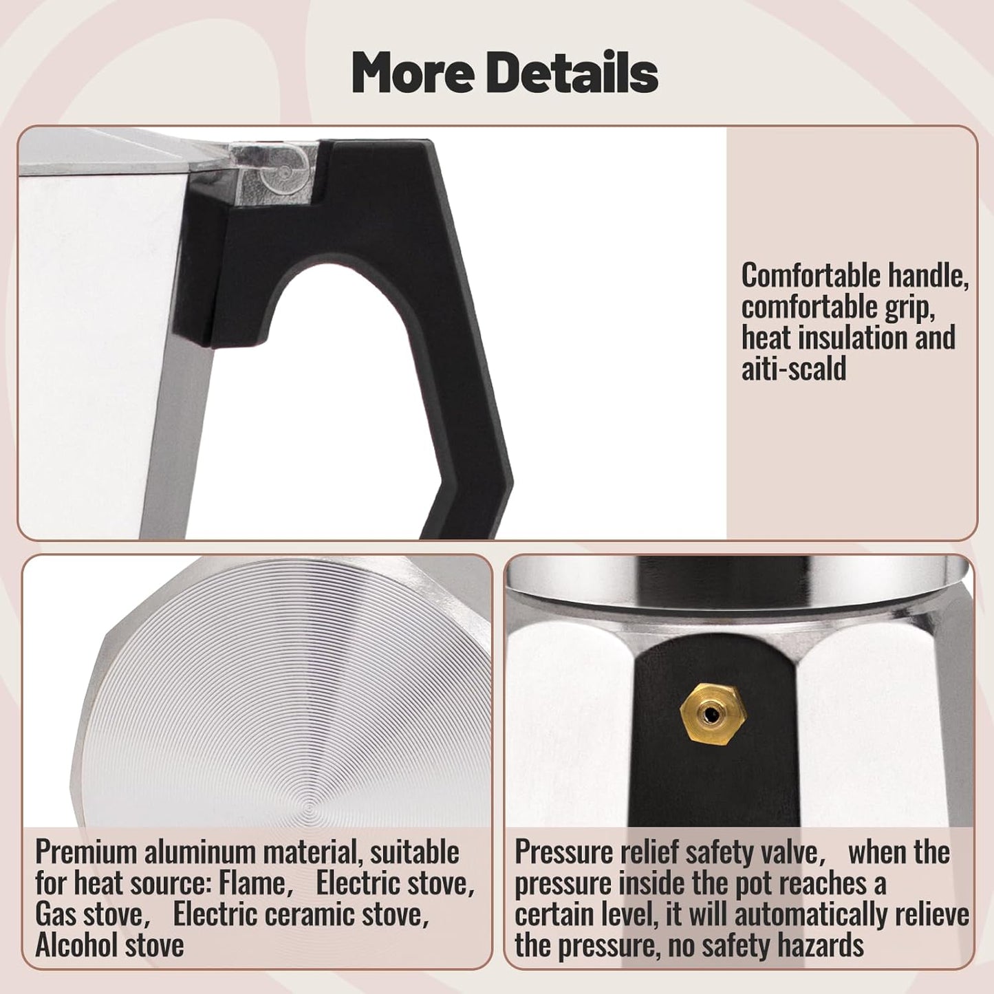 12 Cup Aluminum Moka Pot Classic Stovetop Espresso Coffee Maker 600ml 20oz Coffeemaker Percolator Mocha Pot Greca Coffee Maker Cafe Makers for Italian and Cuban Café Brewing Silver