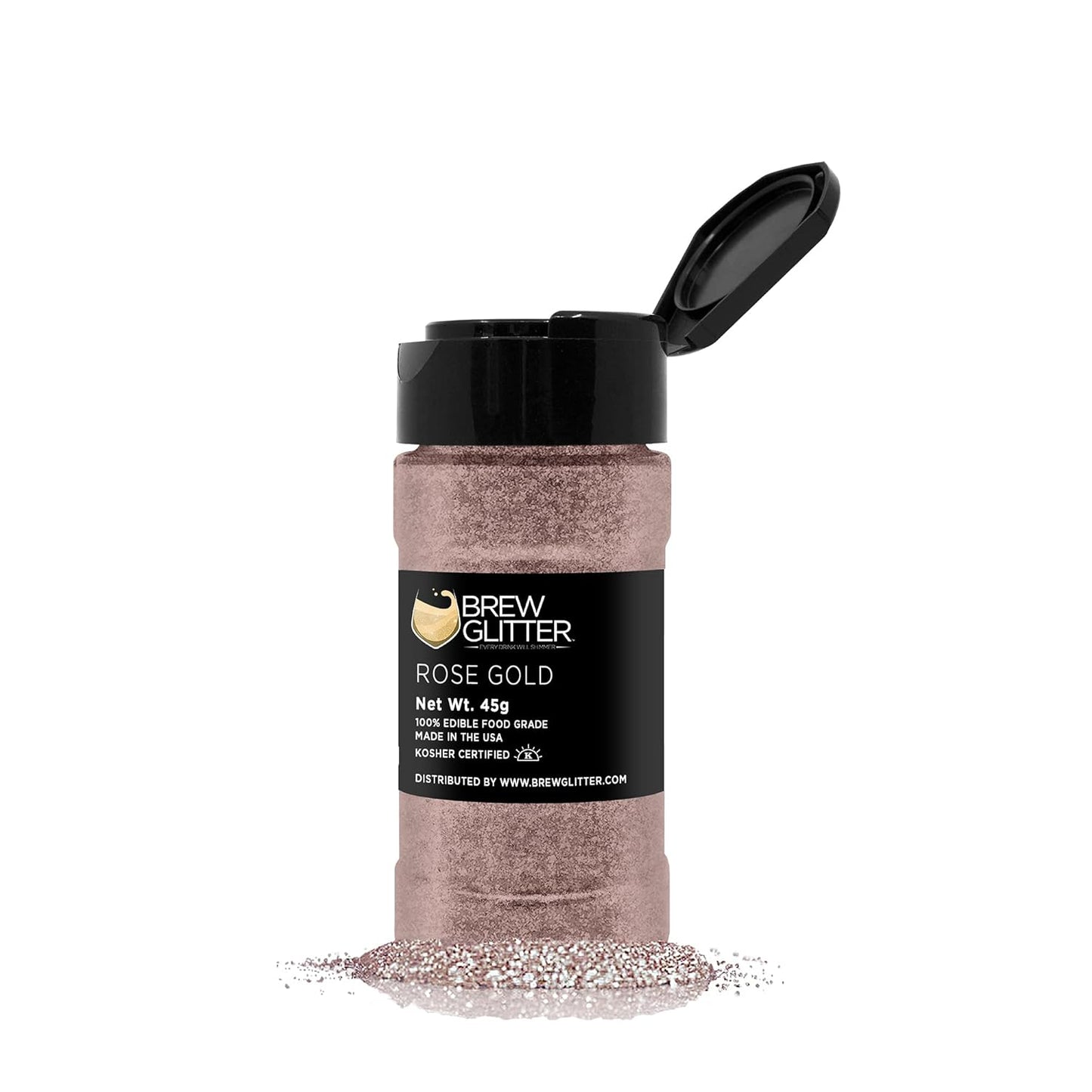 Rose Gold BREW GLITTER Edible Glitter For Drinks, Cocktails, Beer, Garnish Glitter & Beverages | KOSHER & HALAL Certified | 100% Edible & Food Grade | Vegan, Gluten, Nut Free (45g Shaker, Rose Gold)