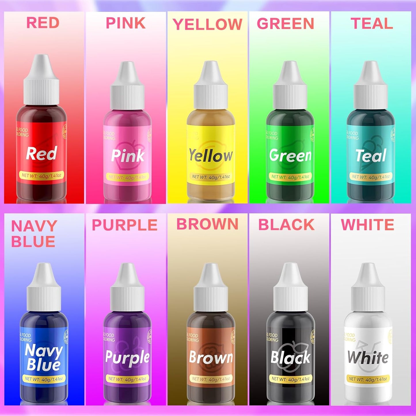 Gel Food Coloring for Cake Decorating - 40g Concentrated Assorted Edible Colors - Vibrant Tasteless Food Dye Professional-Grade Dye for Easter Eggs Fondant Cookies Frosting Royal Icing Baking - Green