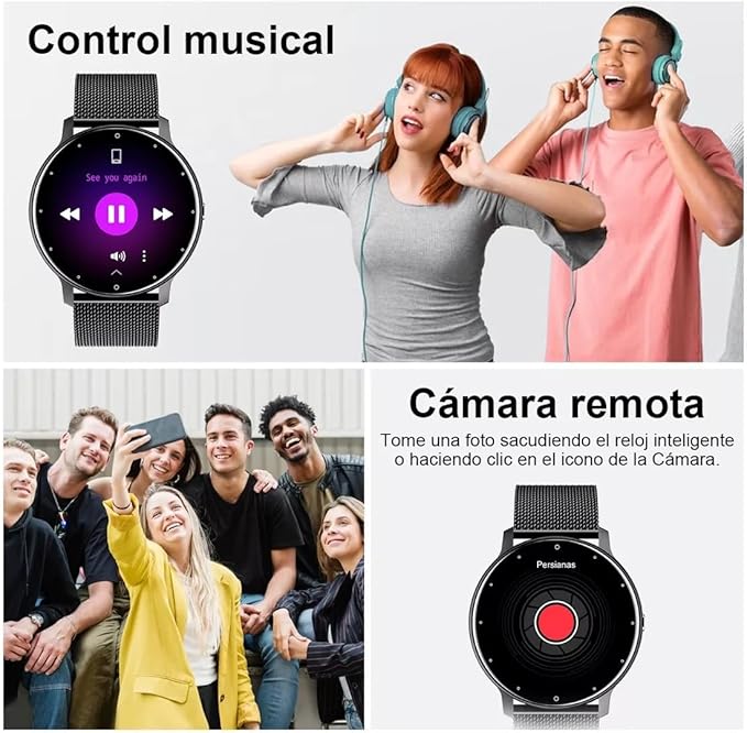 Smart Watch Men Bluetooth Call Fitness Tracker 1.32" HD Full Touch Screen Smartwatch IP67 Waterproof Black Stainless Steel Sport Watch for Android iOS