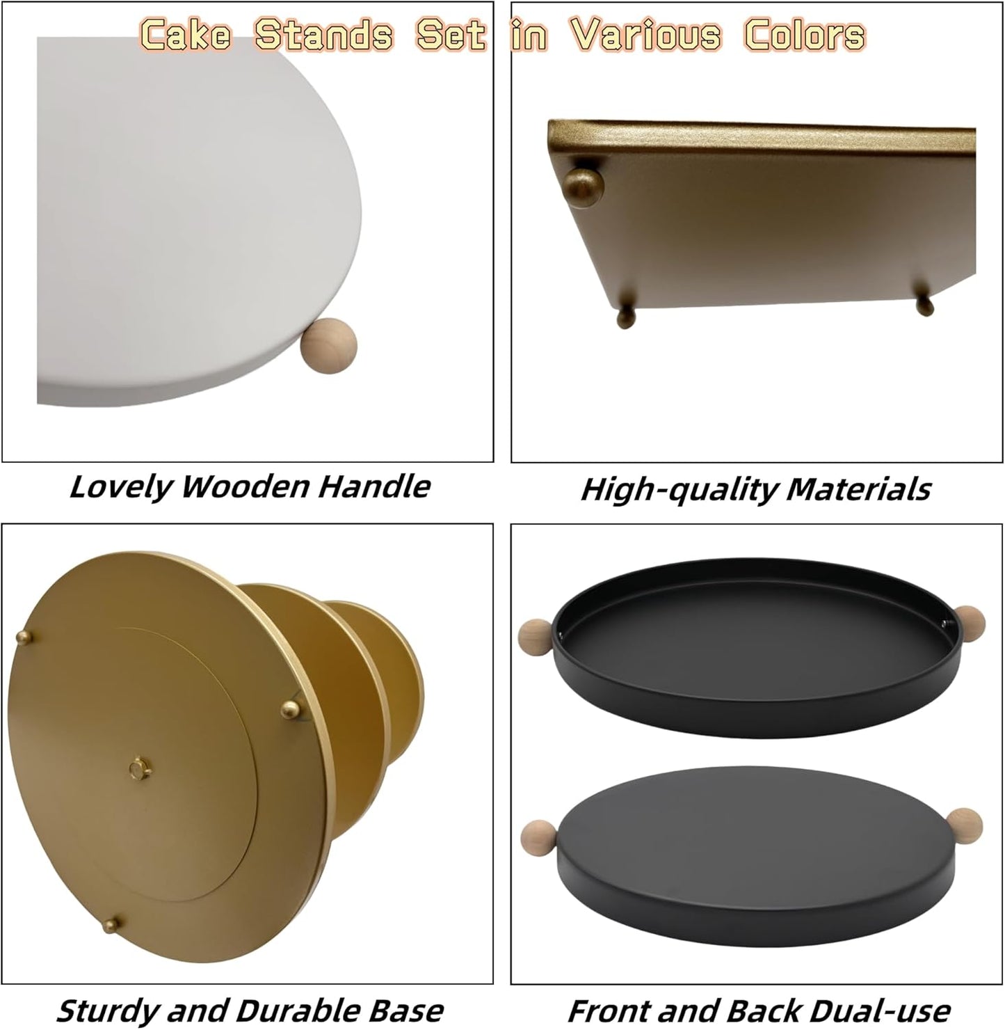 Set of 7 Gold Cake Stands Metal Dessert Display Holder Round 3 Tier Cupcake Stand Serving Tray Platter Cake Pedestal Stand for Party Weddings Birthday Baby Showers Anniversary