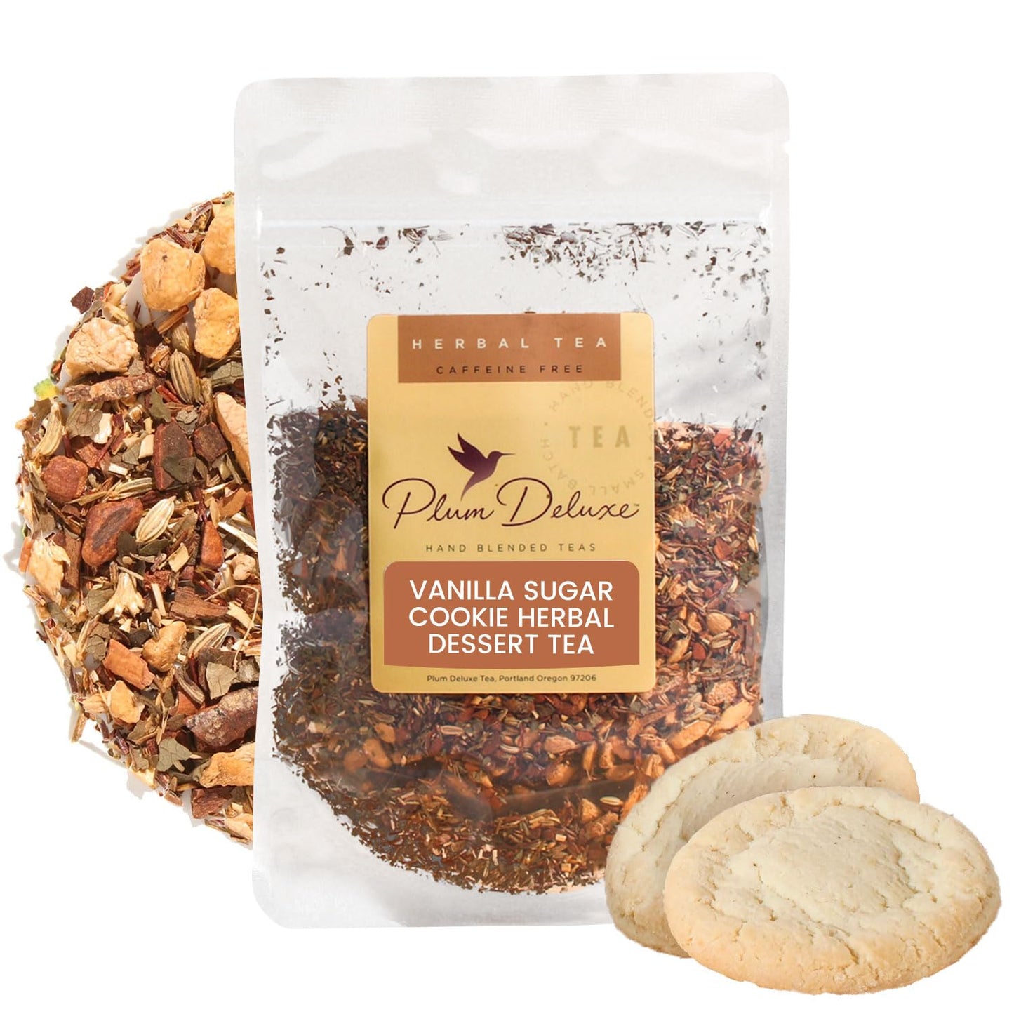 Vanilla Sugar Cookie Herbal Tea – Caffeine-Free Loose Leaf Blend with Rooibos, Vanilla and Cinnamon – Naturally Smooth Flavor, No Added Sugar – 60 to 80 Cups – Small Batch USA – Plum Deluxe