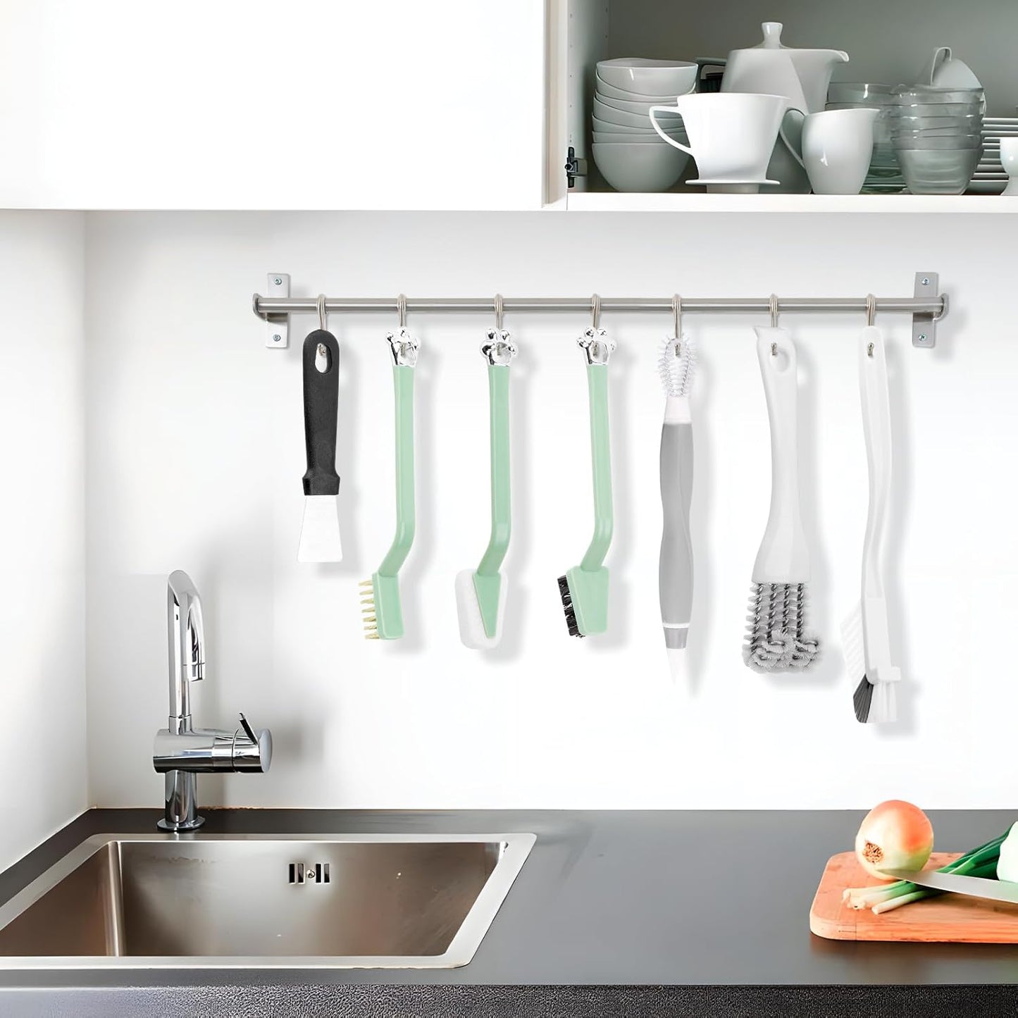 10Pack Kitchen Cleaning Brush Set,Deep Clean Gas Stove Brass Brush, Kitchen Sink Nylon Brushes,Cooktop Scraper,Stiff Bristles Rust Removing and Dust, Scrubber Brush for Range Hood Grease Grime