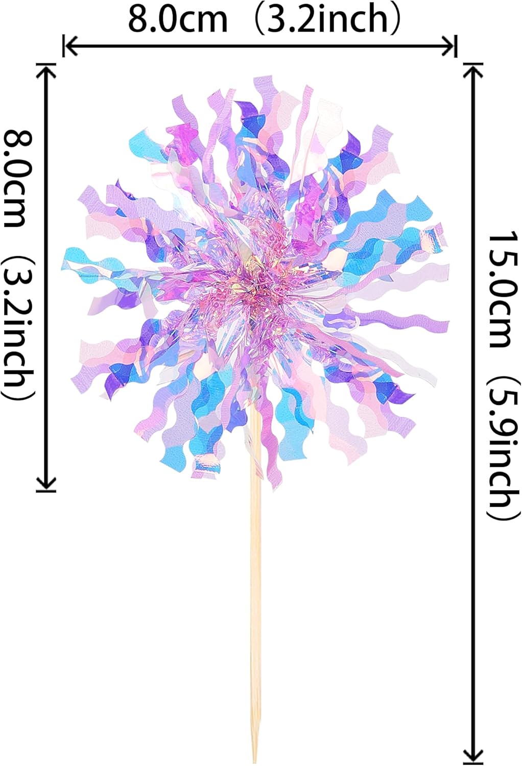 30 PCS Foil Firework Cupcake Toppers Sparkle Tinsel Cupcake Picks Happy Birthday Cake Toppers Drink Stirrers Cocktail Food Fruit Toothpicks for Baby Shower Birthday Party Decorations Supplies Purple