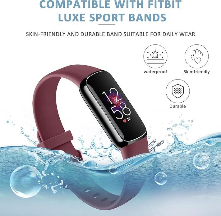 AK Sport Band Compatible with Fitbit Luxe Bands for Women Men, Soft Silicone Replacement Sport Straps Wristbands for Fitbit Luxe Fitness and Wellness Tracker