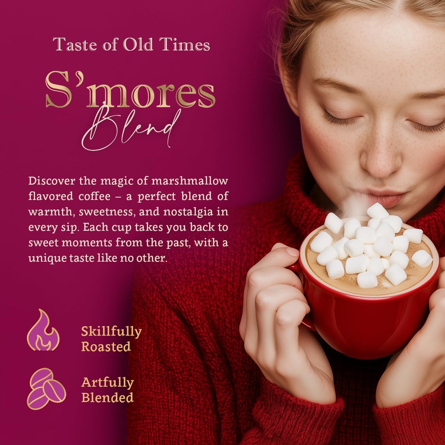 S'mores Flavored Whole Bean Coffee – 100% Arabica, Single Origin, Medium Roast, Naturally Sweetened, Rich and Creamy Flavor – Perfect for Cold Brew – by Coffea Flavor