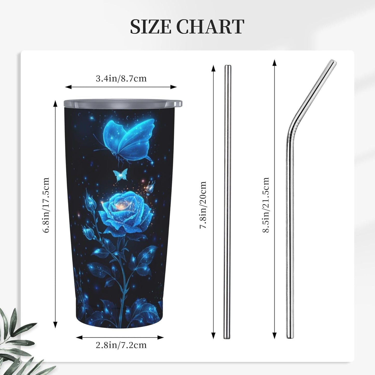 Rose Tumbler with Lid and Straw 20oz Coffee Tumblers Leakproof Stainless Steel Travel Mug Vacuum Insulated Cup for Iced and Hot