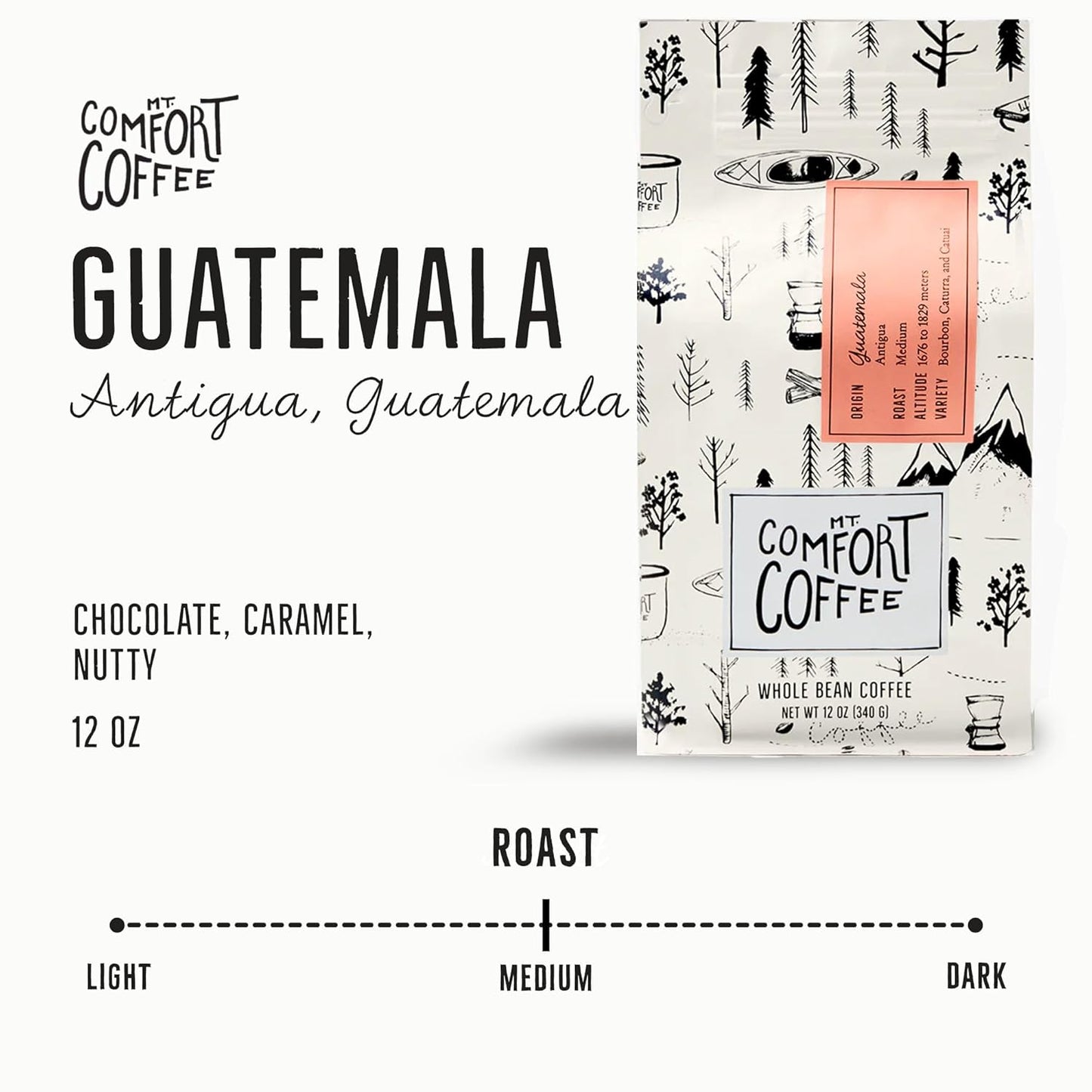 Mt Comfort Coffee Guatemala Medium Roast - Exceptional Arabica Beans from Guatemala, Medium Roasted for a Balanced Flavor - Premium Whole Bean Coffee Delight