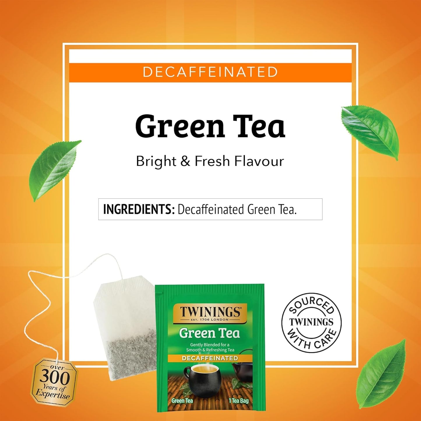 Twinings Decaffeinated Green Tea Individually Wrapped Bags, 20 Count (Pack of 1), Smooth Flavour, Enticing Aroma, Enjoy Hot or Iced, 20 Teabags