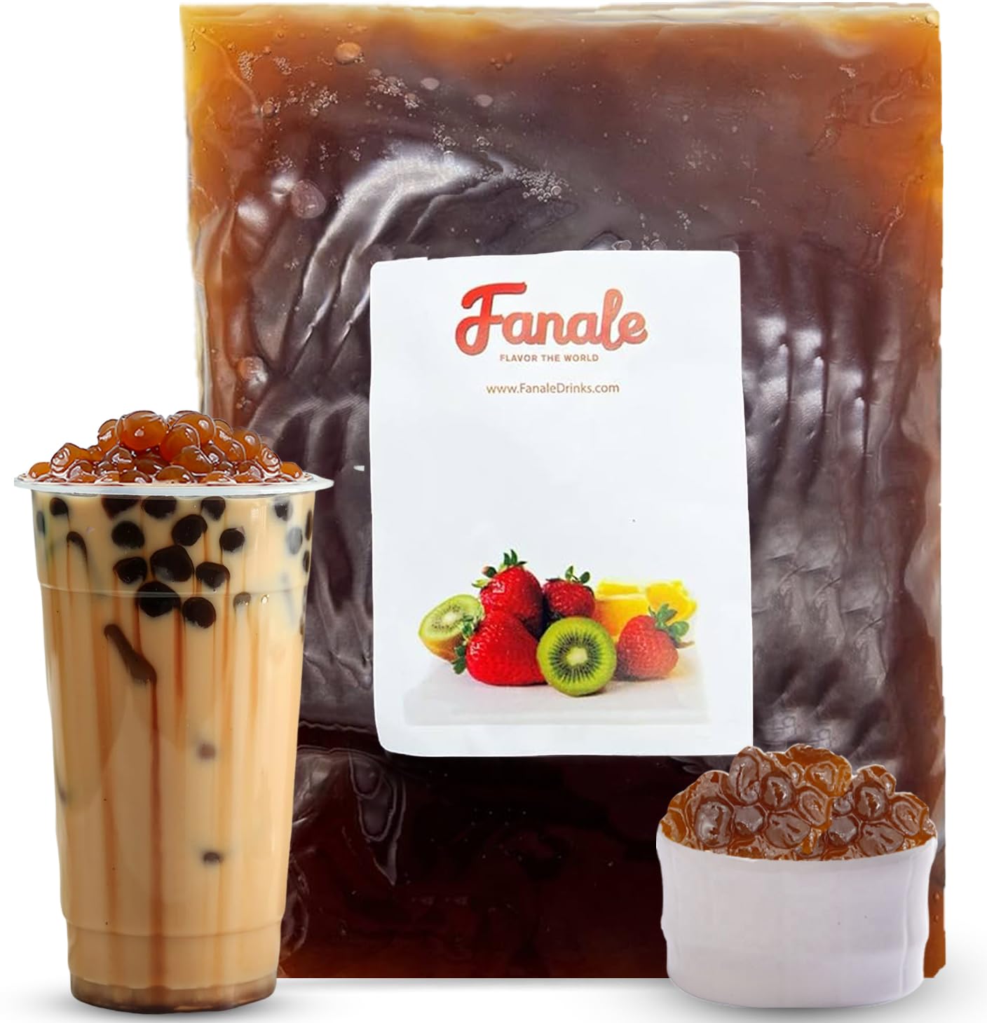 Fanale Brown Sugar Agar Tapioca Boba Jelly Ball for Milk Tea Coffee Shaved Ice Topping (4.4 lb/bag) TAP005-B
