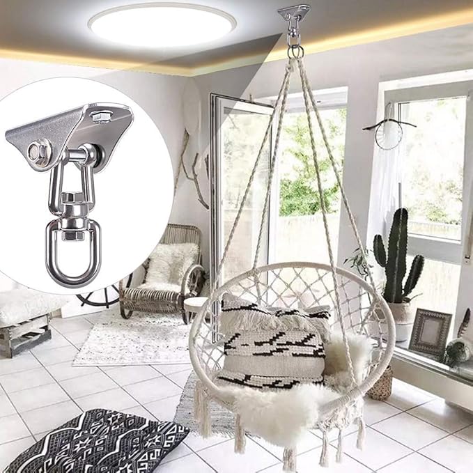 SELEWARE Stainless Steel Swing Hanger Heavy Duty Ceiling Swing Mount Free Swivel Swing Hook Swing Hardware Kit for Yoga Swing Hammock Chair Porch Swing Sets Heavy Punching Bag 1000 LB Capacity