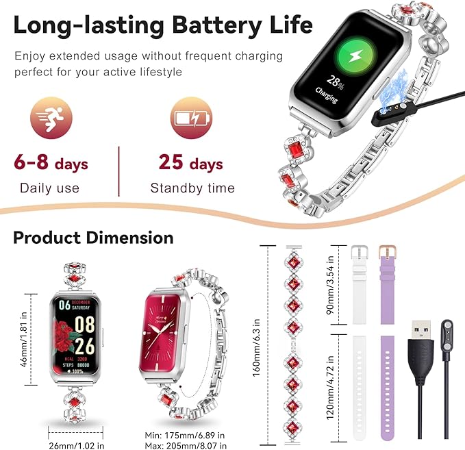 Smart Watches for Women,Fitness Tracker Watches with Sleep Monitor/Heart Rate/Blood Oxygen,IP68 Waterproof FitnessTracker with Long Battery Life,Excellent Appearance Design for Android/iOS Phones