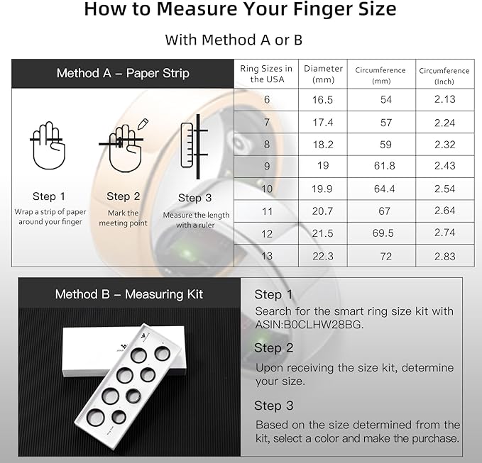 Smart Ring Health Tracker, Fitness Sleep Heart Rate Blood Oxygen Tracker Smart Ring, Water Resistant Bluetooth Fitness Tracker