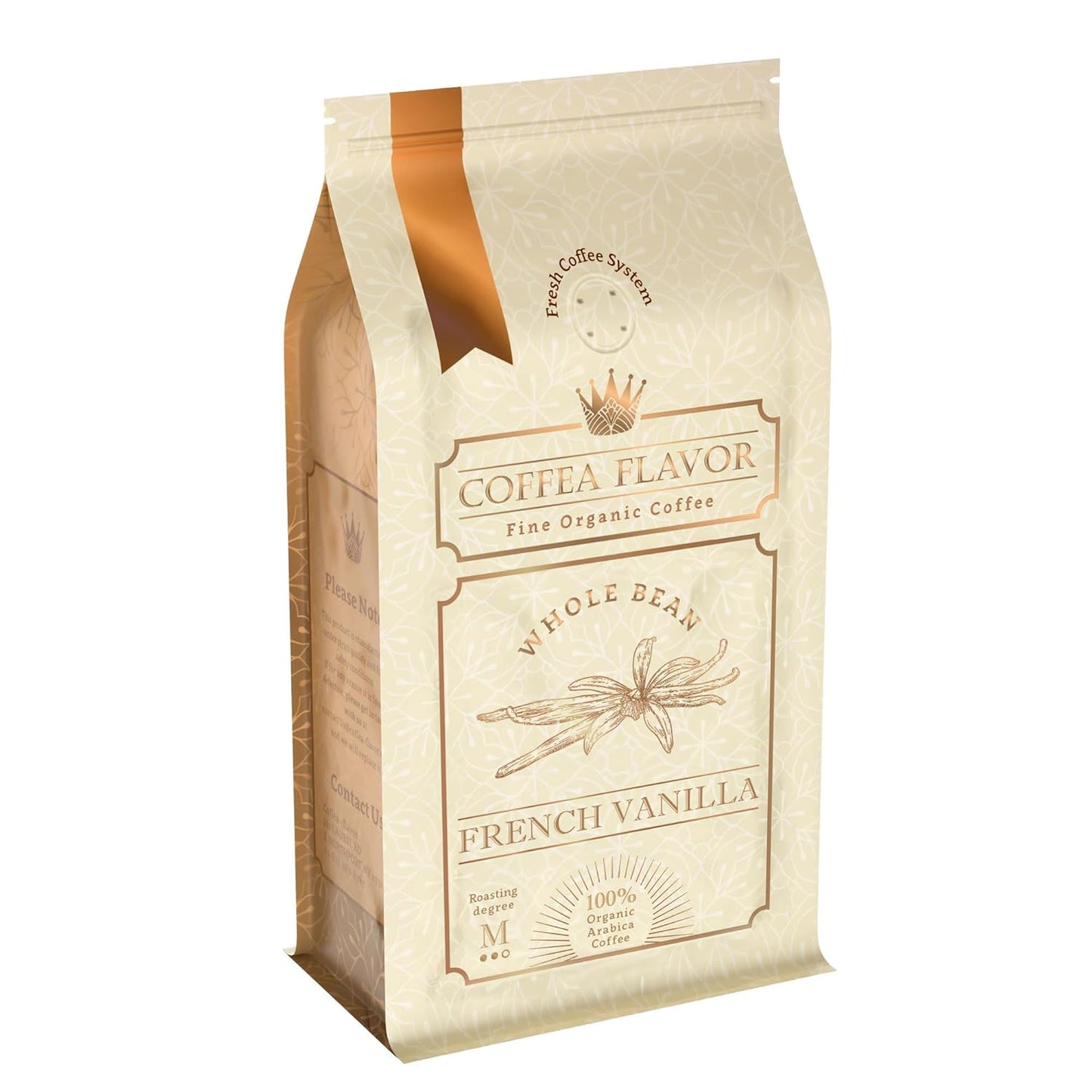 French Vanilla Flavored Whole Bean Coffee – 100% Arabica, Single Origin, Medium Roast, USDA Organic, No Sugar Added, Naturally Sweetened – by Coffea Flavor