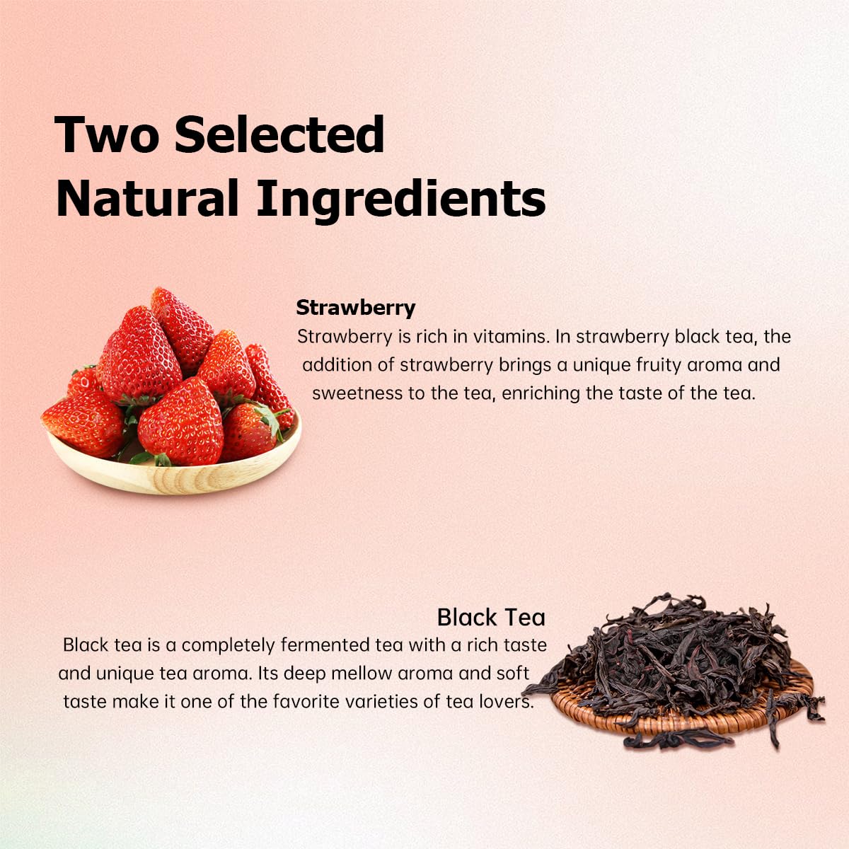HANFANGLING Strawberry Black Tea, 100% Natural Loose Leaf, Blend Of Strawberry Fruit And Black Tea Aroma